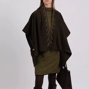Carla Fernandez for 8 Green Embroidered Cape Poncho Size Small